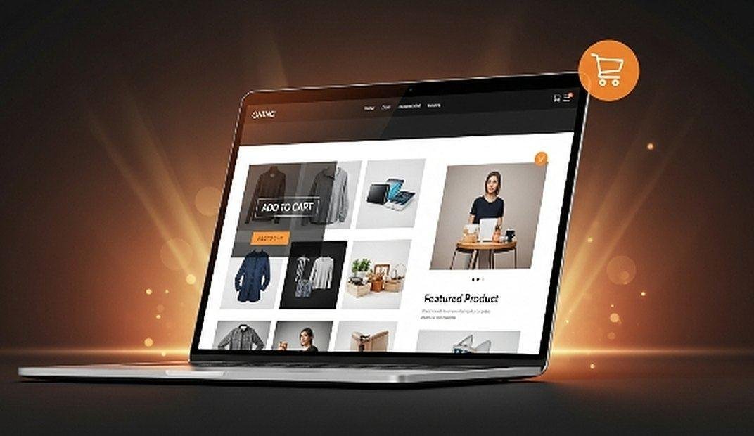A laptop showing an online store, representing a business set up online